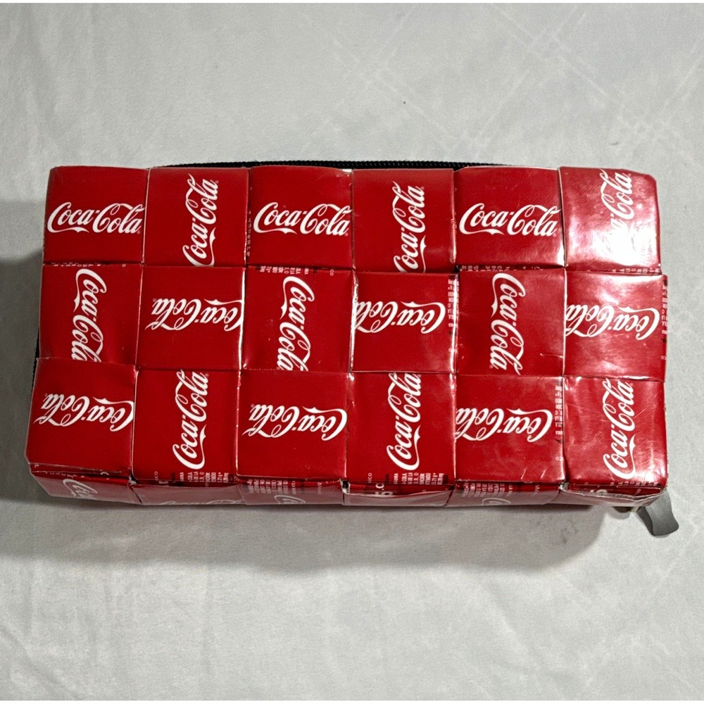 Coca-Cola Handmade Recycled Aluminum Zip-Around Wallet Red Black Logo